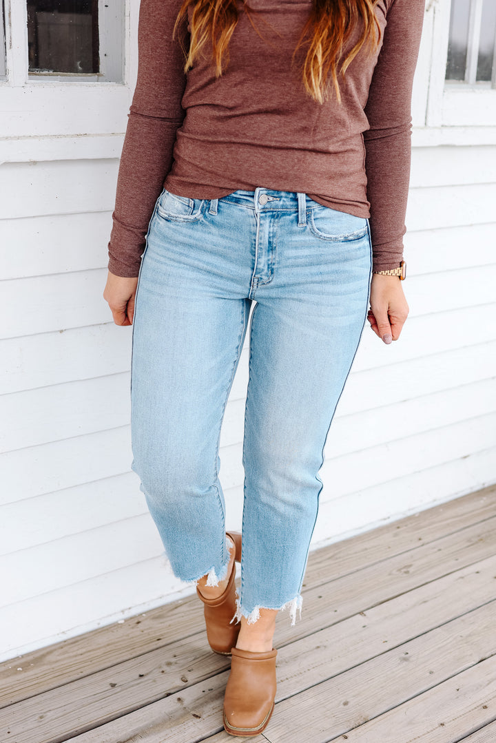 VERVET: Ridley High Rise Crop Straight Jeans