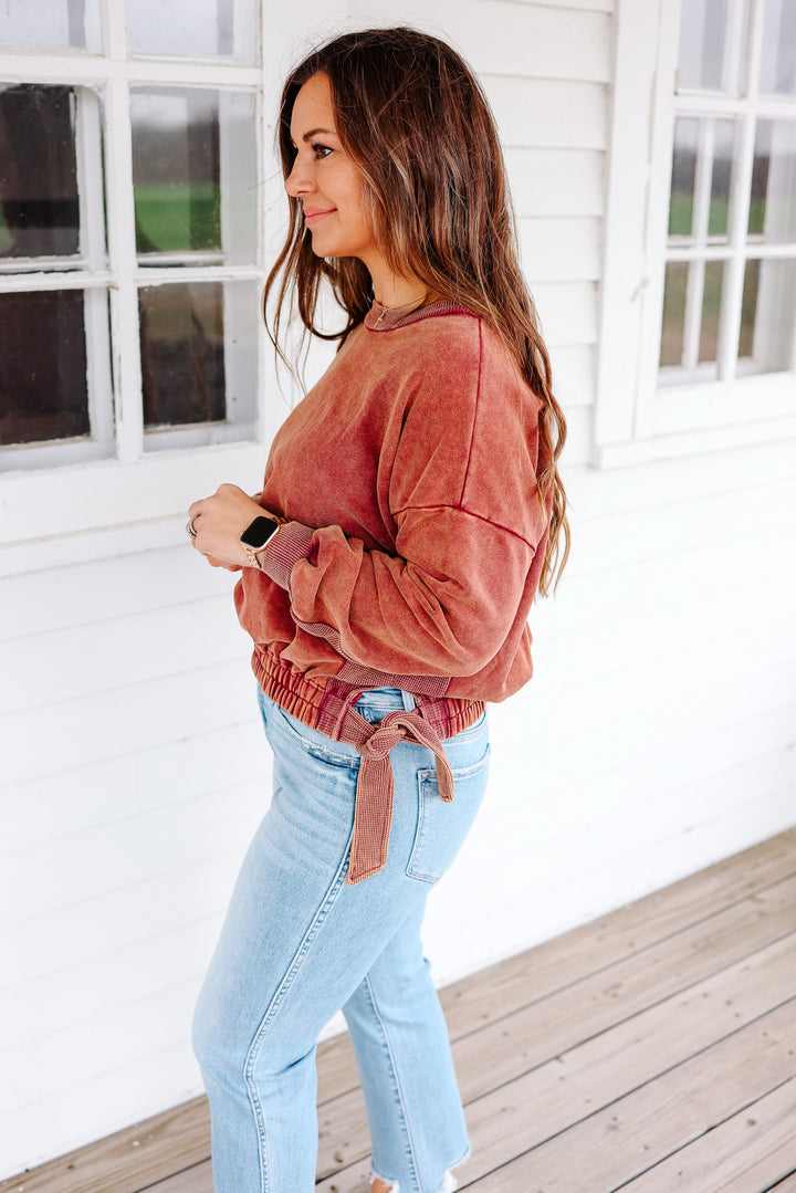 Lena Side Tie Pullover - Rust