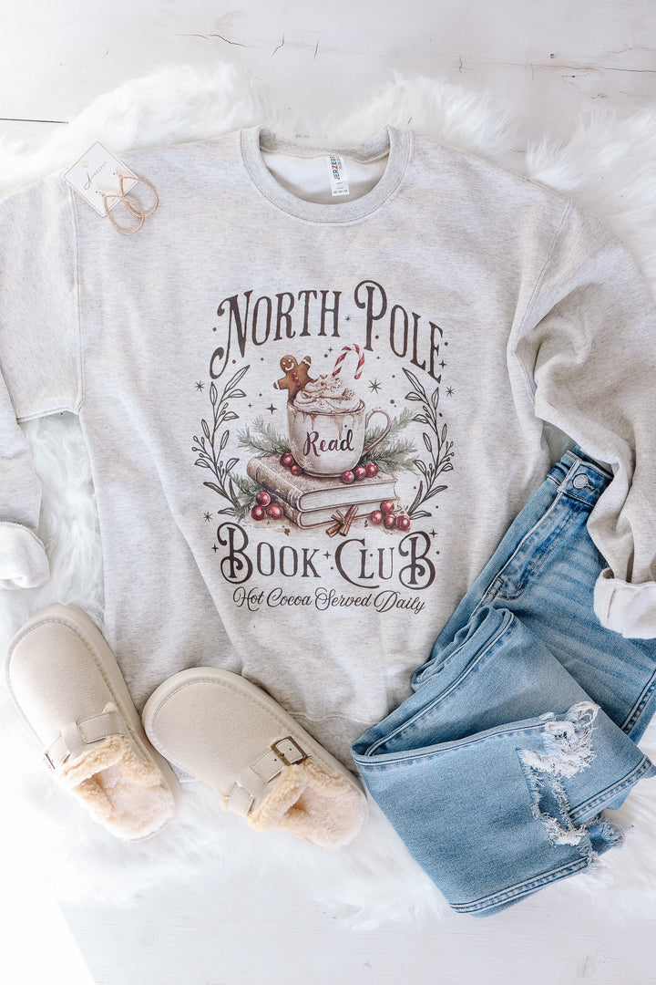 North Pole Book Club Graphic Sweatshirt - Oatmeal Heather