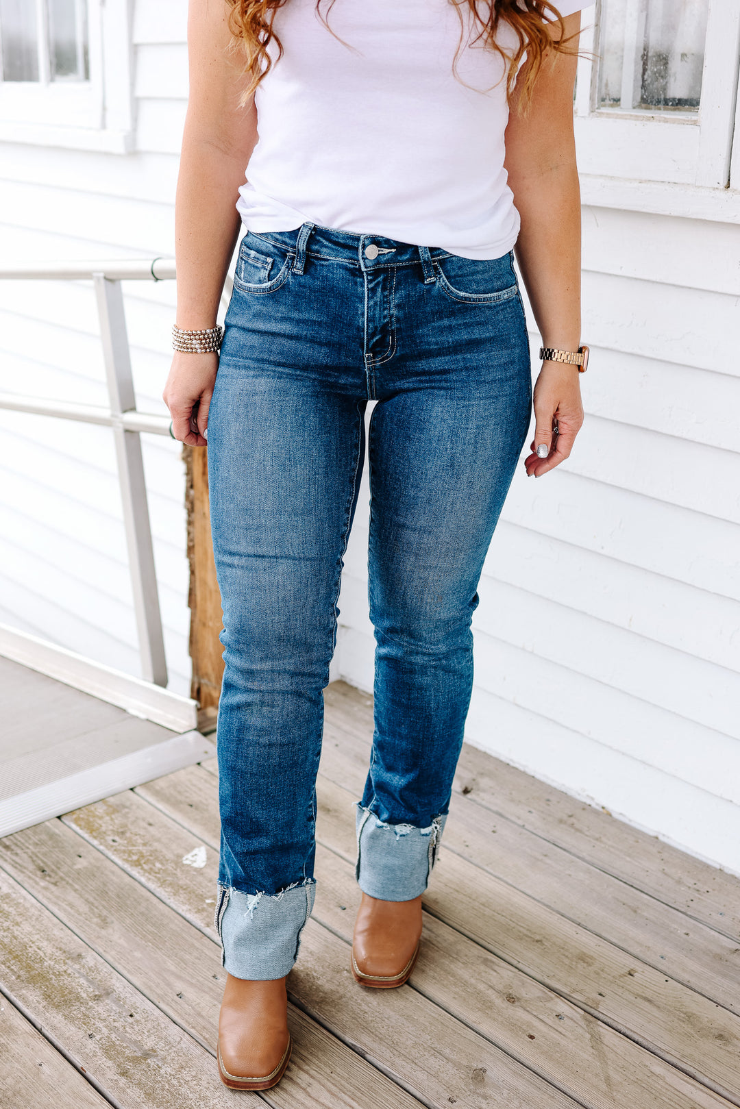 Lovervet: Collins Mid Rise Cuffed Slim Straight Jeans