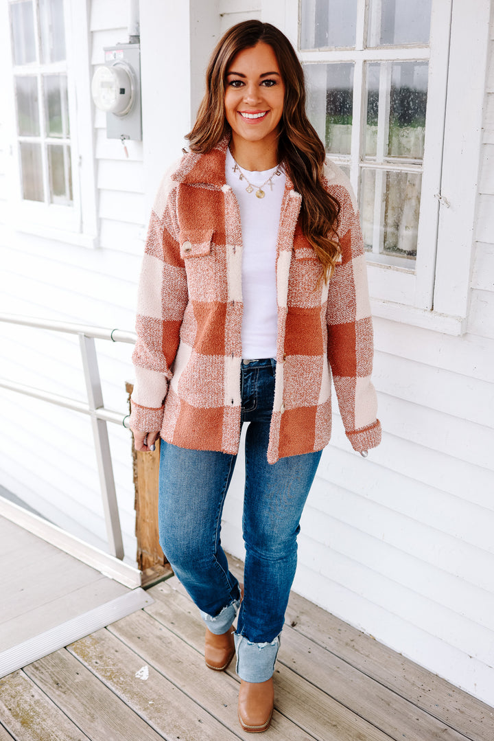 Camilla Cozy Checkered Shacket - Rust