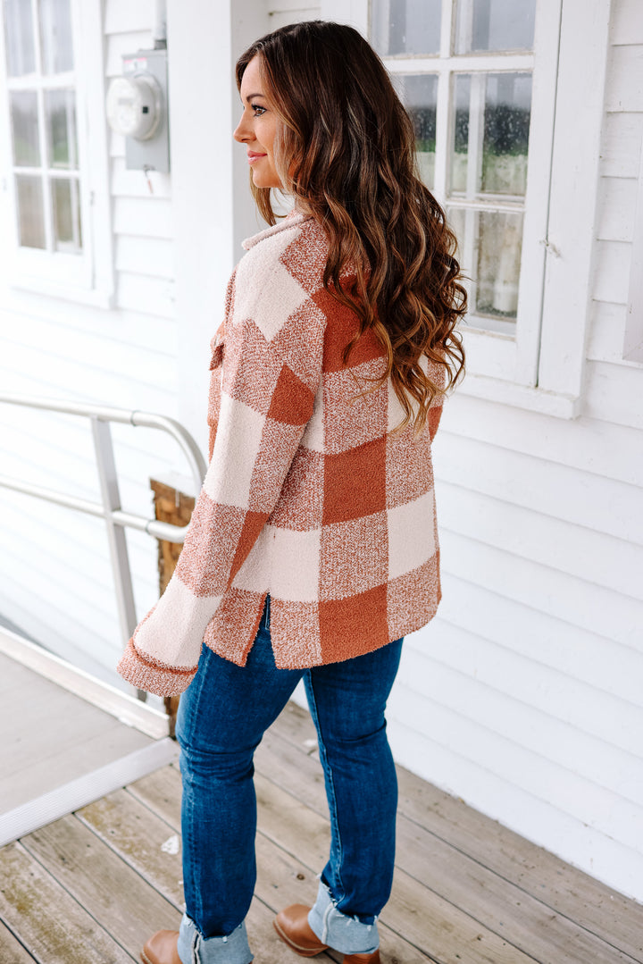 Camilla Cozy Checkered Shacket - Rust