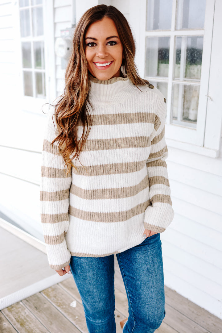 Tessa Button Turtle Neck Sweater