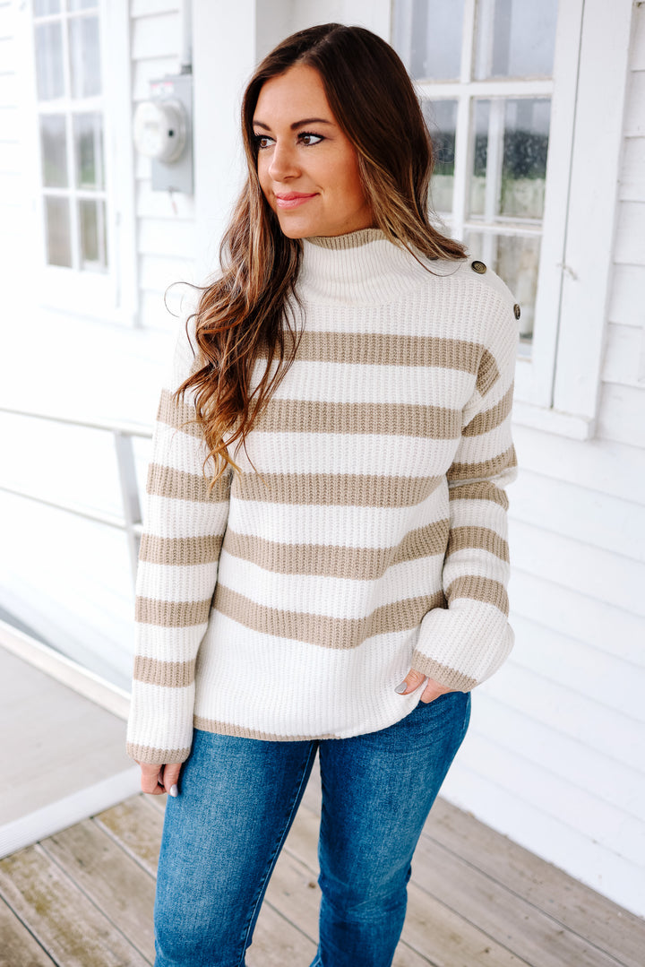 Tessa Button Turtle Neck Sweater