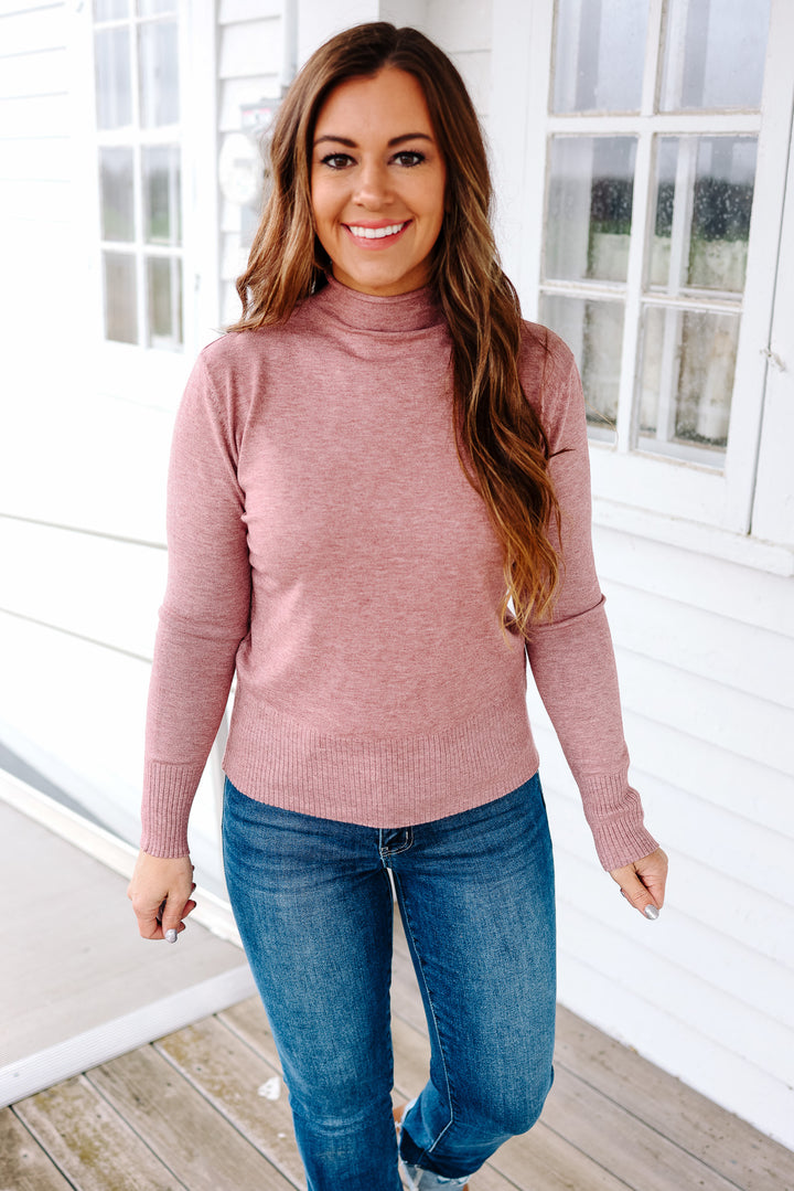 Inez Mock Neck Sweater - Fig