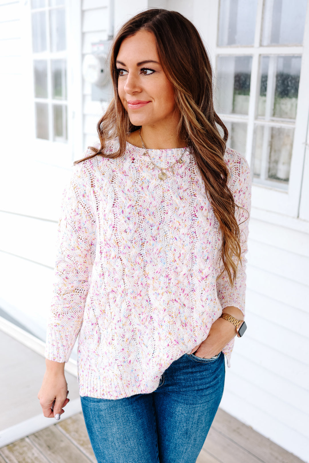 Juna Chunky Speckled Sweater - Mauve