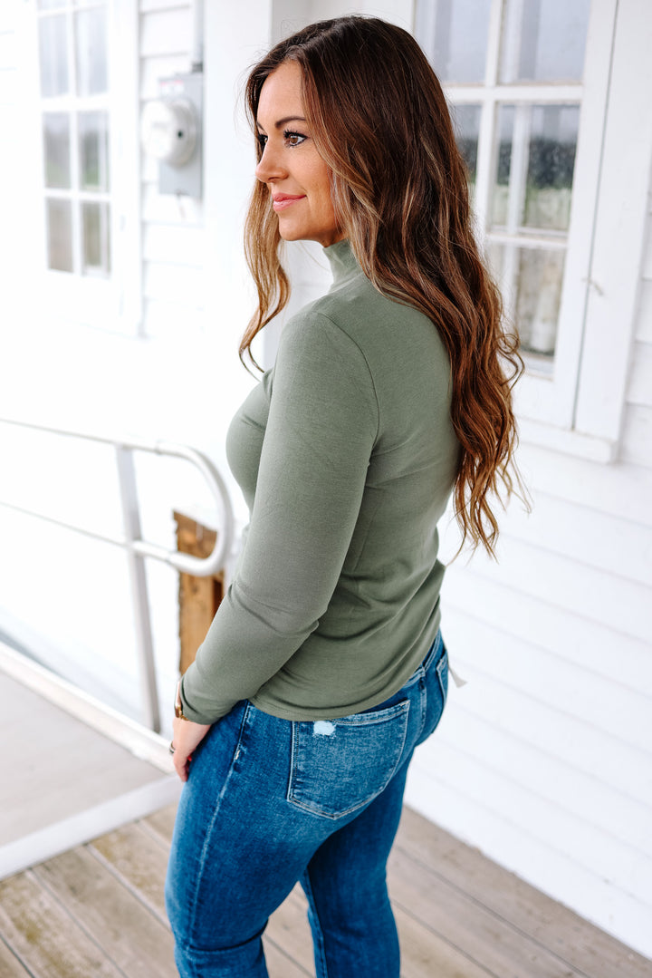 Evie Turtleneck Knit Top - Pine