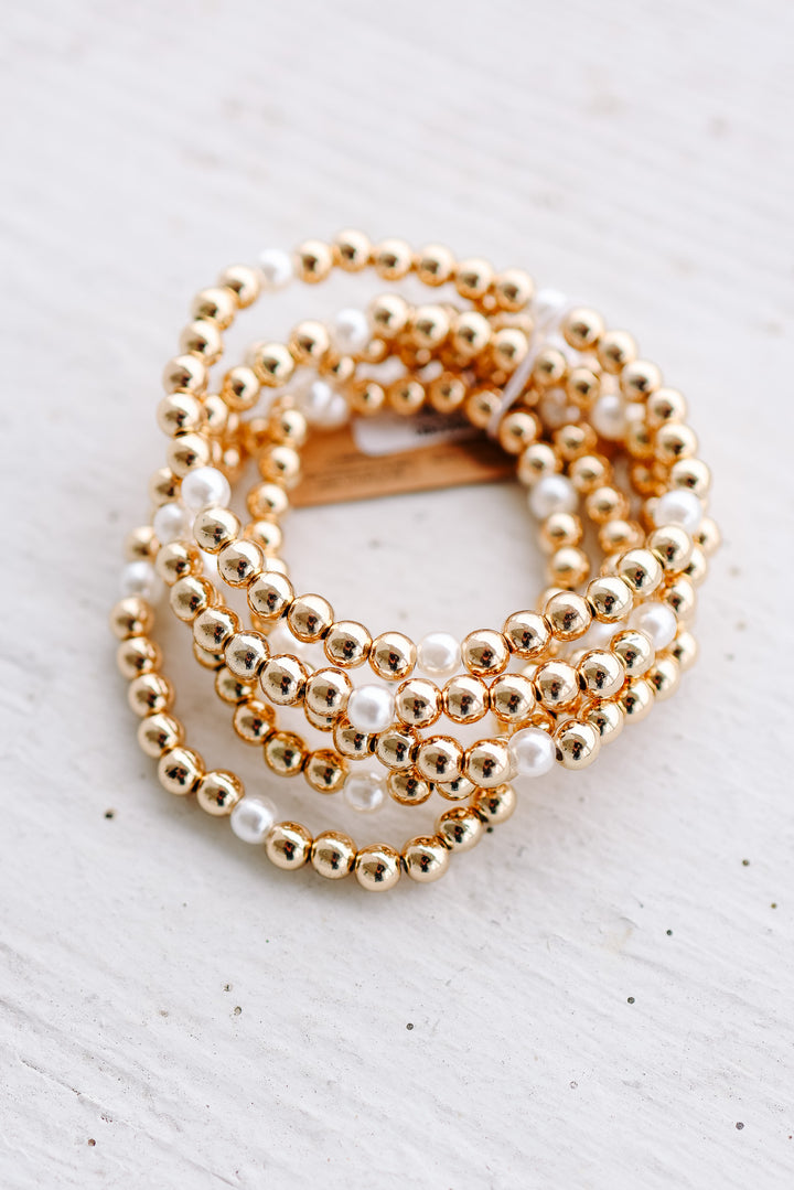 Juno Metallic And Pearly Beaded Bracelet Set