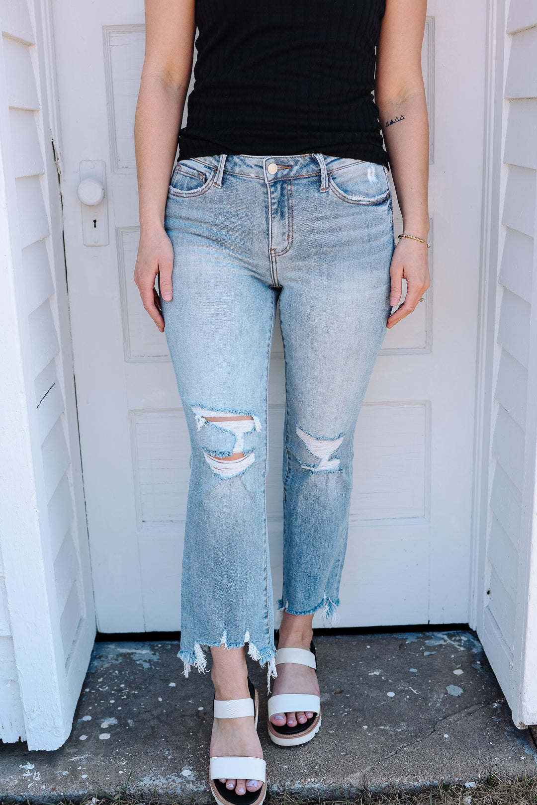 LOVERVET: Mateo High Rise Crop Flare Jeans