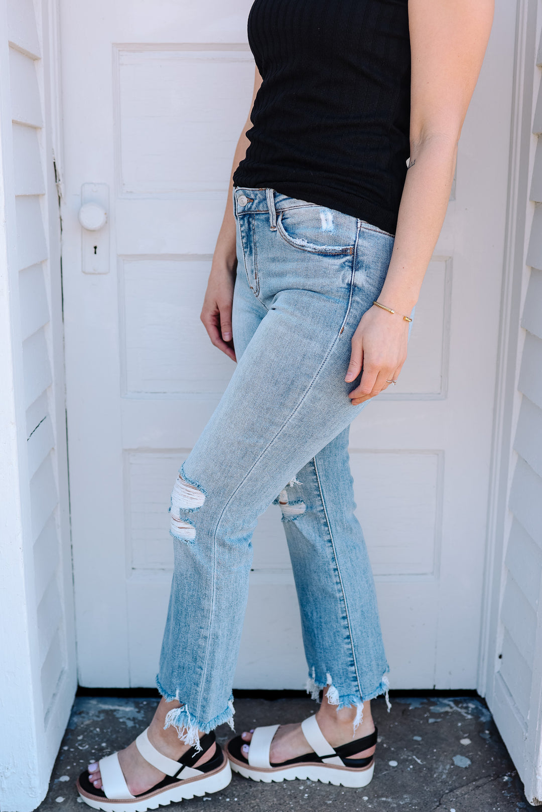 LOVERVET: Mateo High Rise Crop Flare Jeans