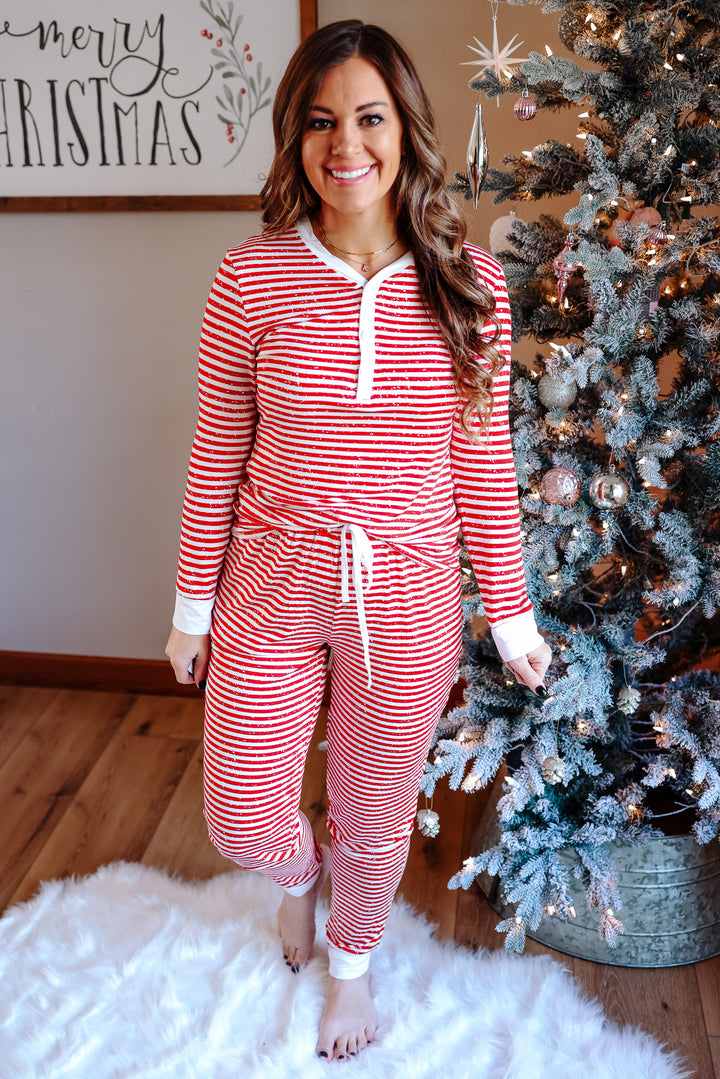 Peppermint Snuggles - Striped Pajama Set