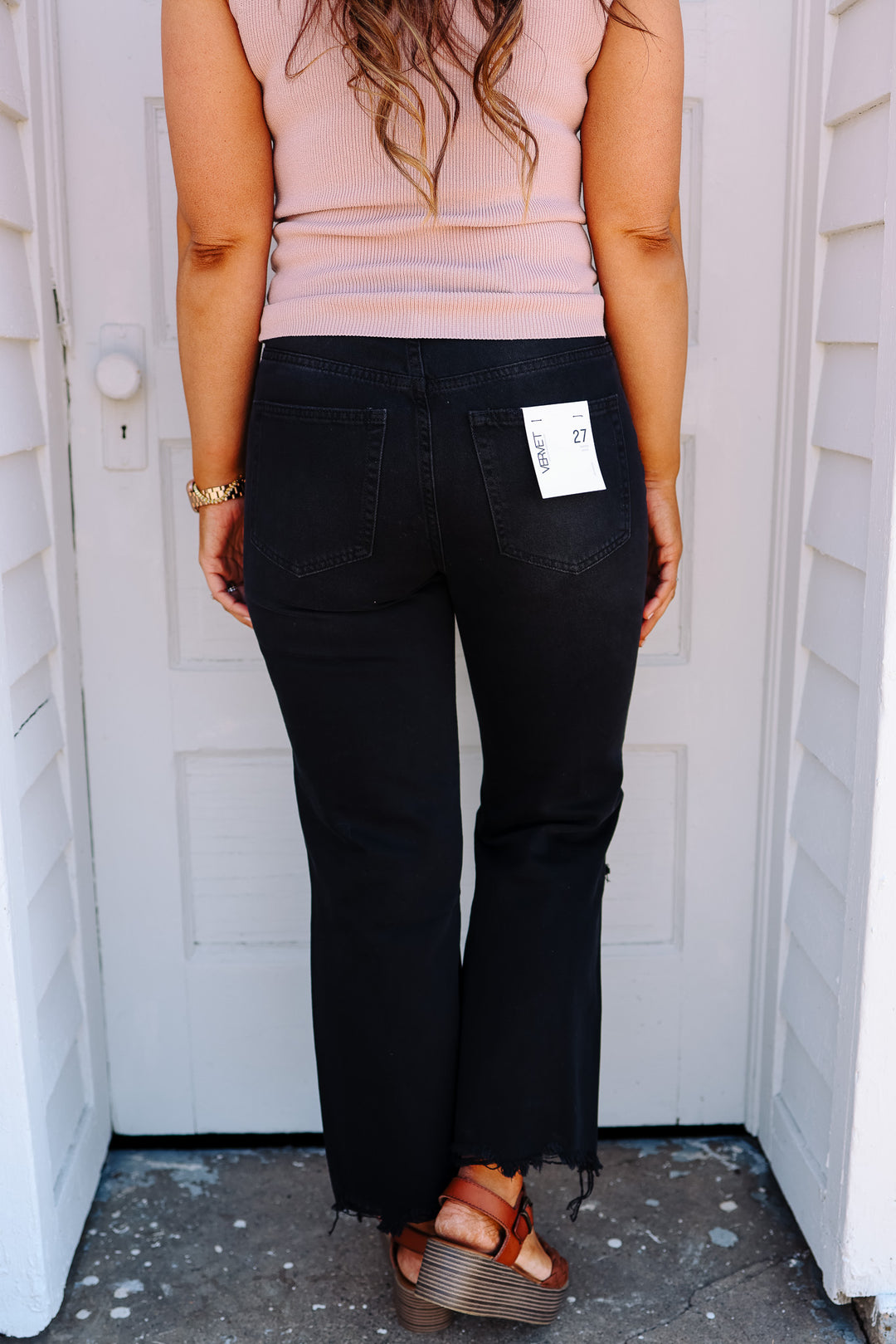 Stevie Vintage Crop Flare Jeans - Black