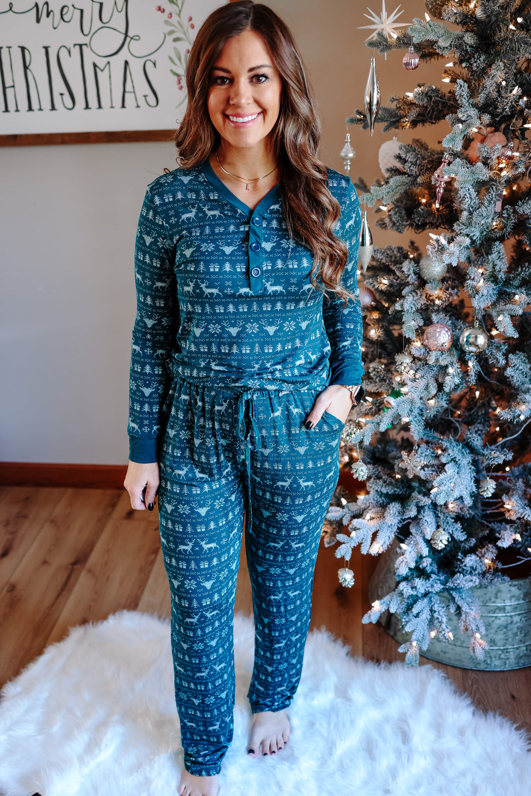 Twas The Night - Nordic Green Pajama Set