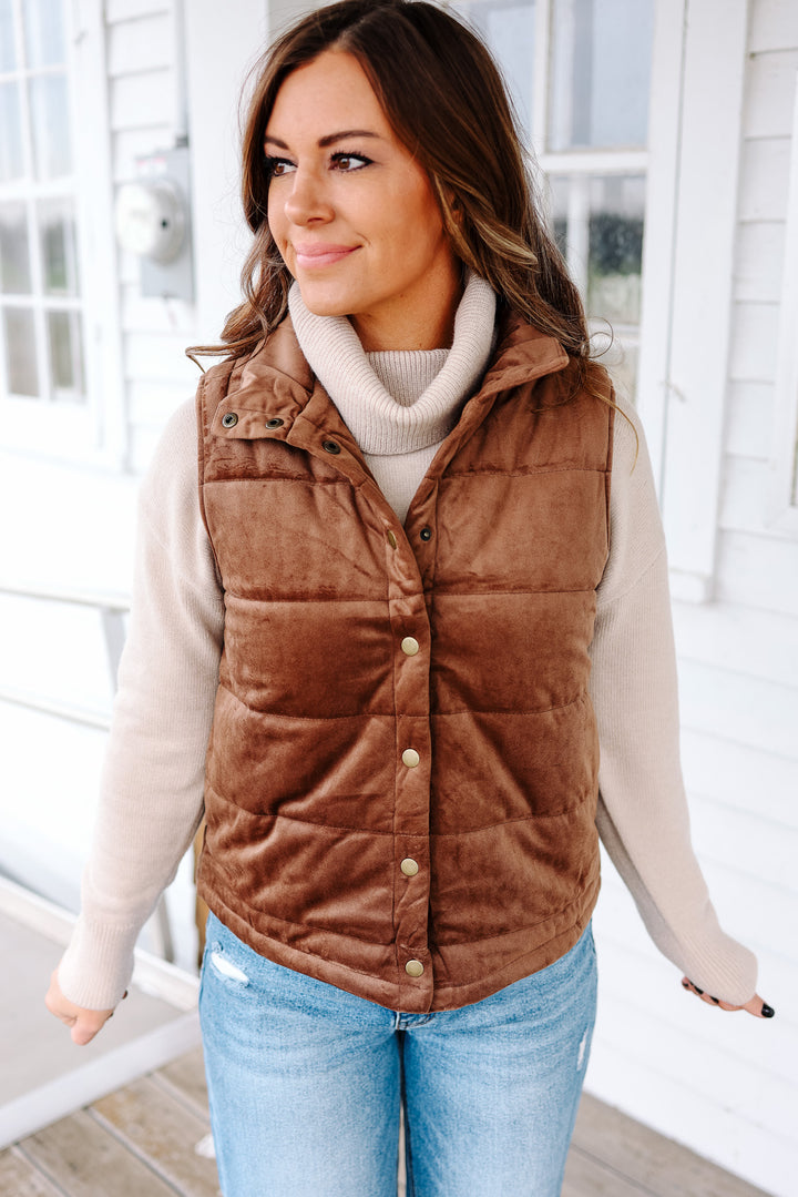 Keira Velvet Vest - Mocha