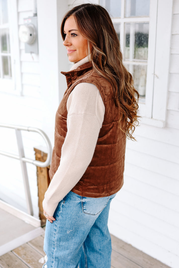 Keira Velvet Vest - Mocha