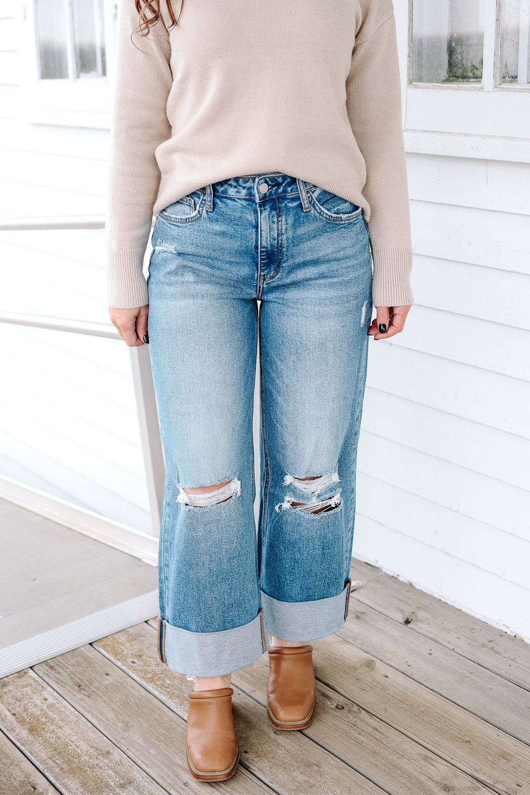 LOVERVET: Rosy High Rise Double Cuffed Baggy Jeans