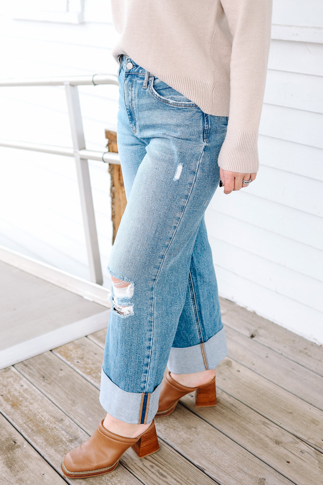 LOVERVET: Rosy High Rise Double Cuffed Baggy Jeans