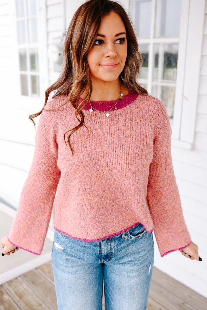 Elowen Boucle Textured Sweater - Pink