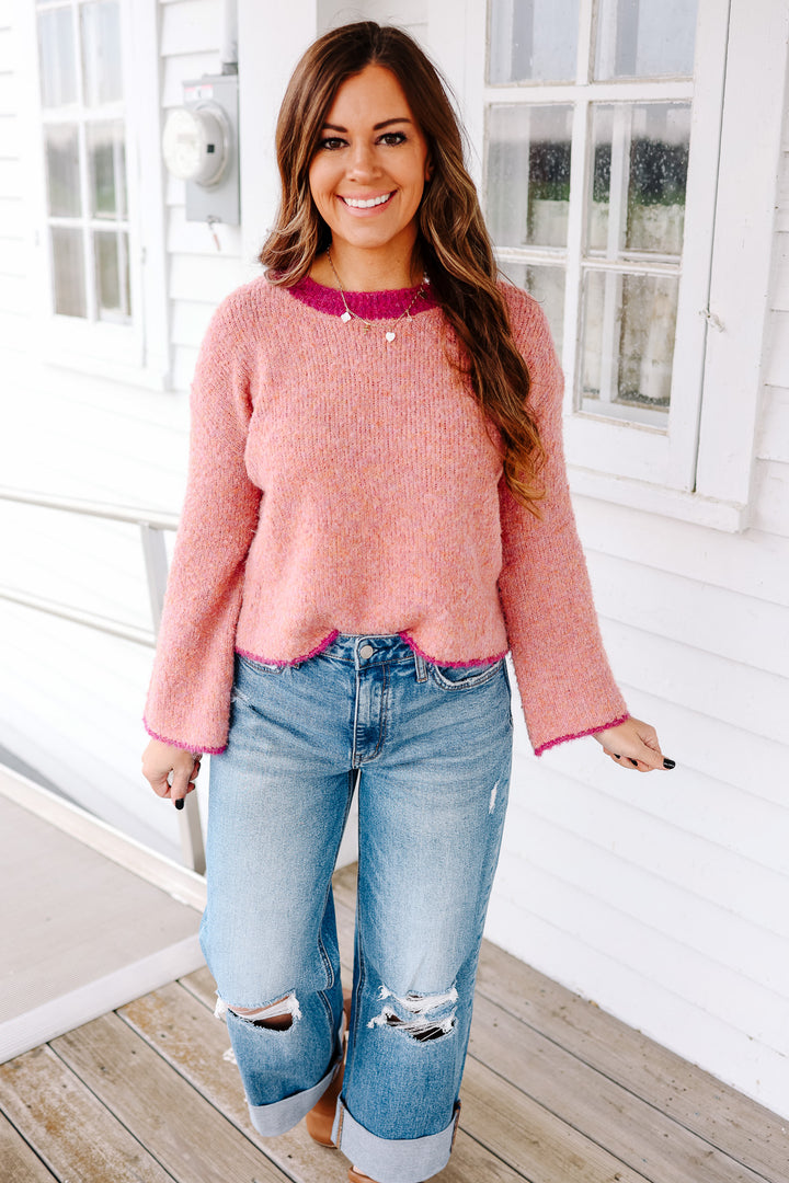 Elowen Boucle Textured Sweater - Pink