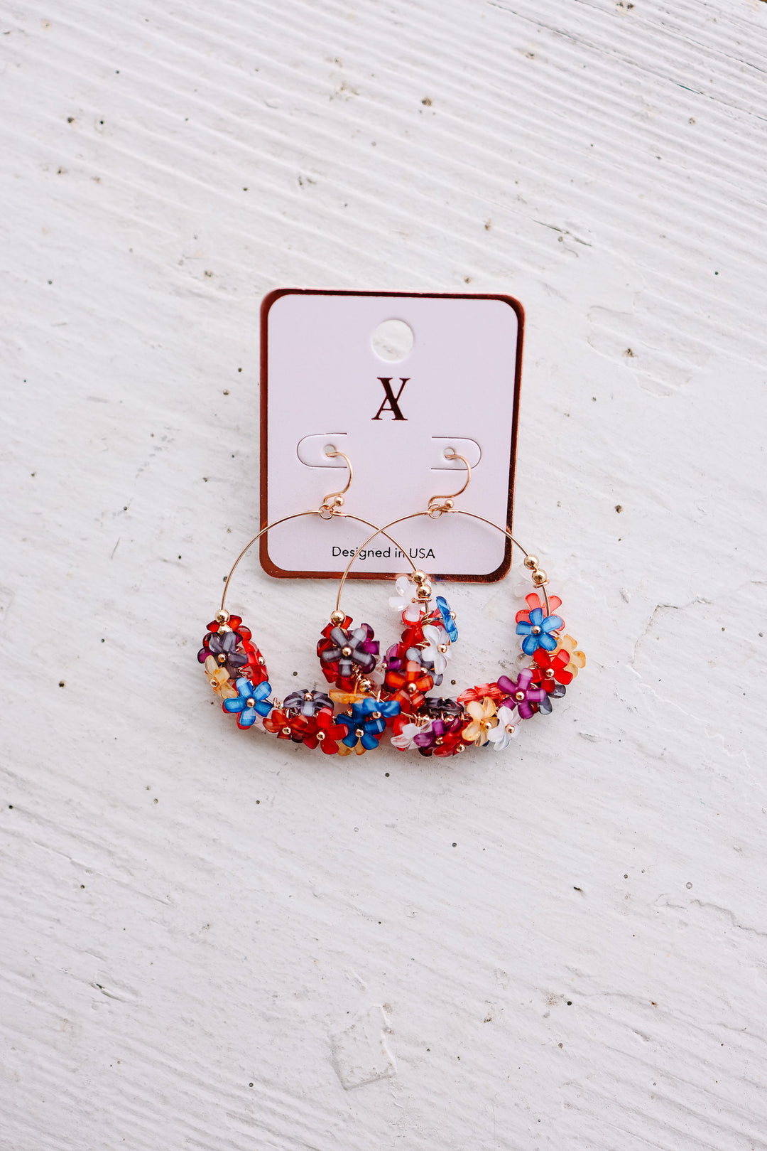 Flower Charms Hoop Earrings - Multi Color