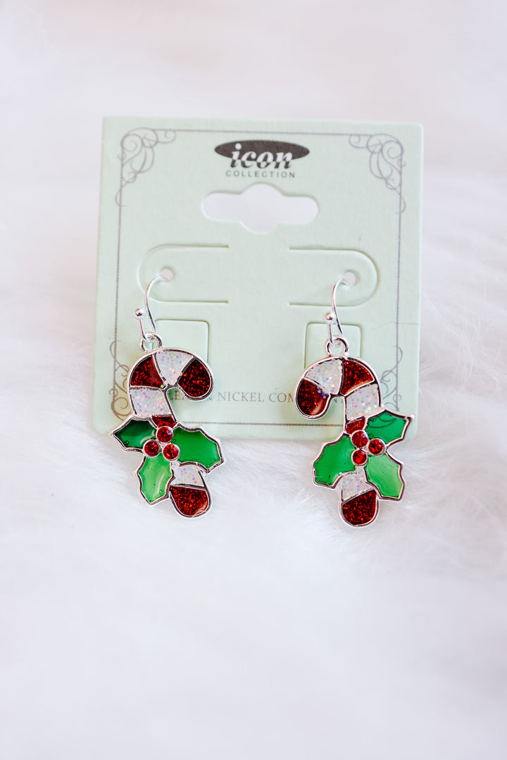 Candy Cane Dangle Earrings