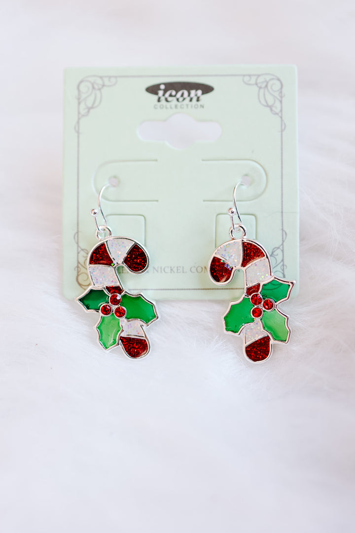 Candy Cane Dangle Earrings