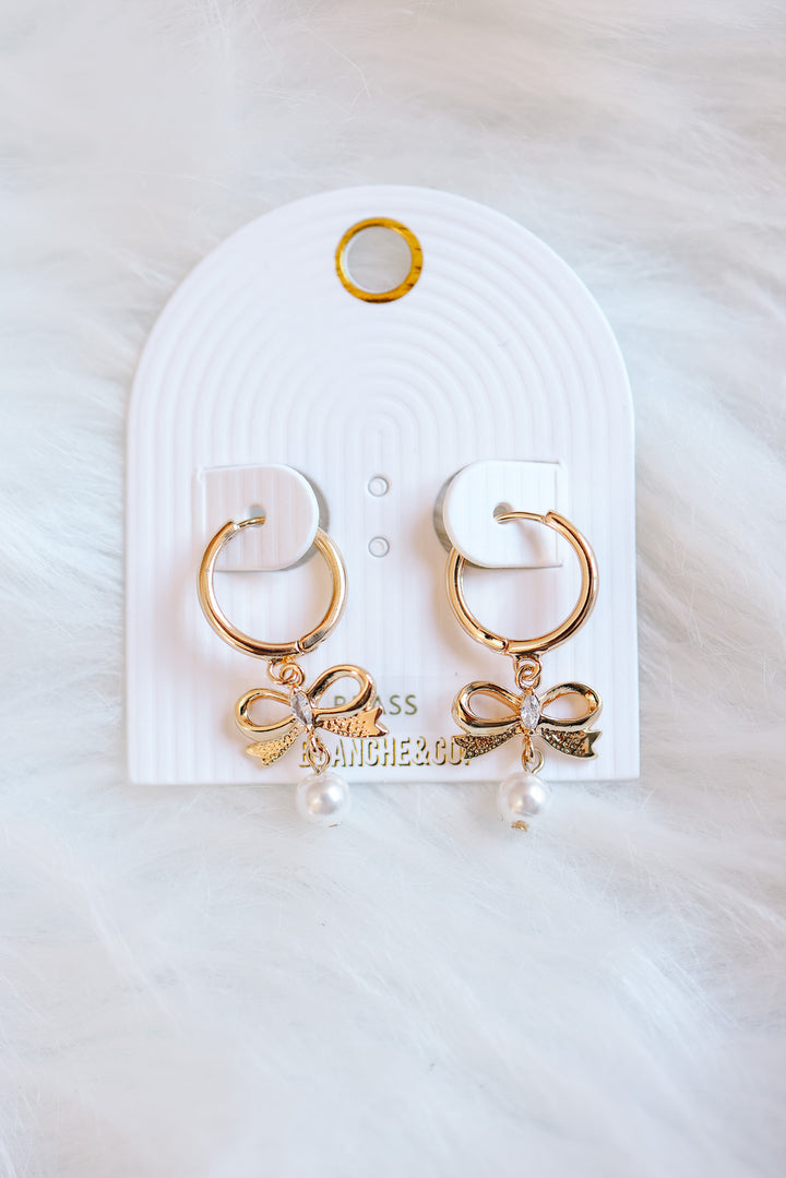 Bow Pearl Dangle Earrings