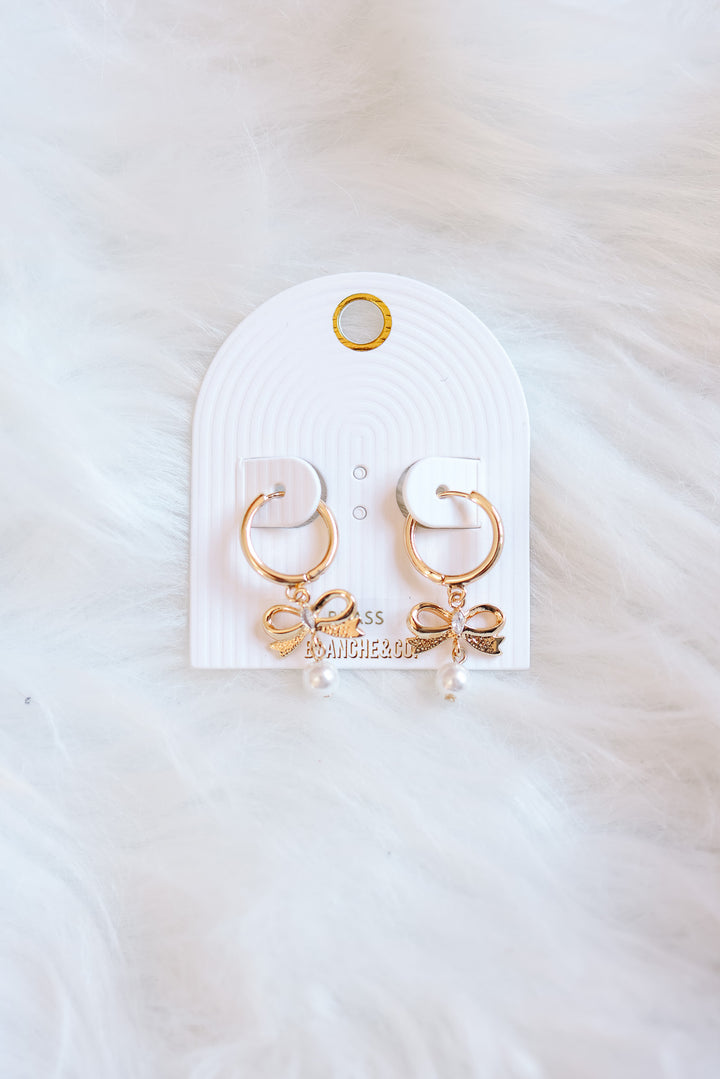 Bow Pearl Dangle Earrings