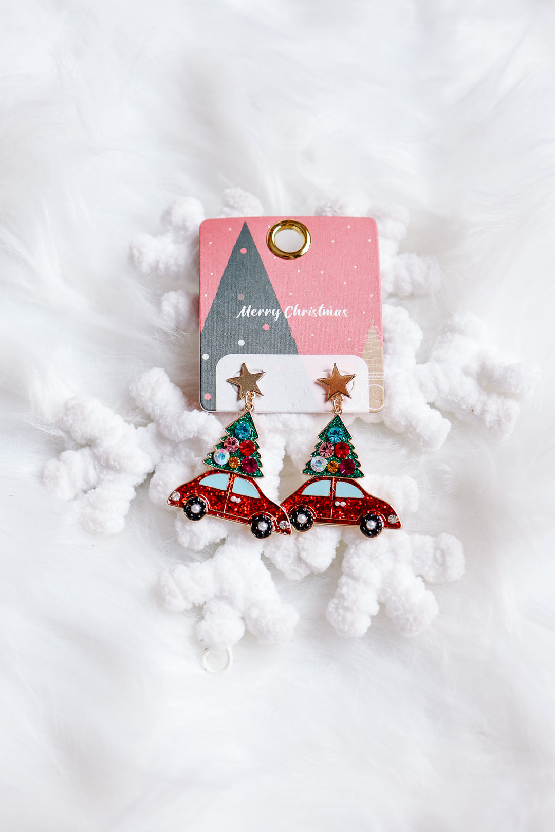 Christmas Car & Tree Dangling Earrings