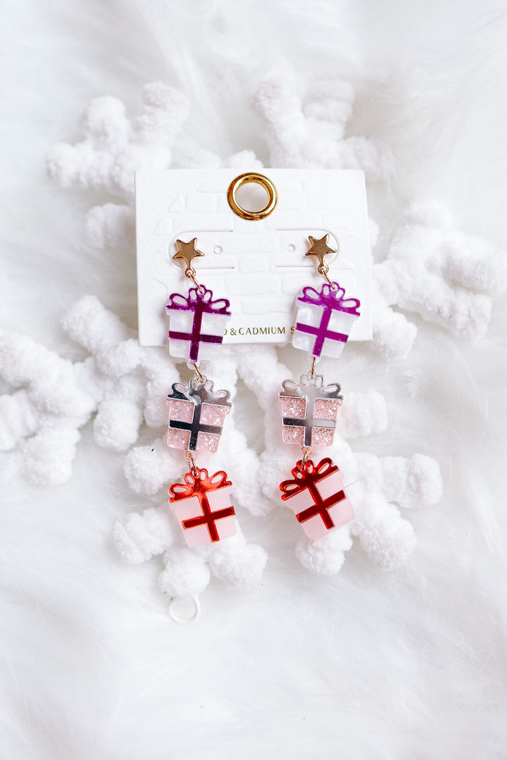 Stacked Gifts Acrylic Earrings