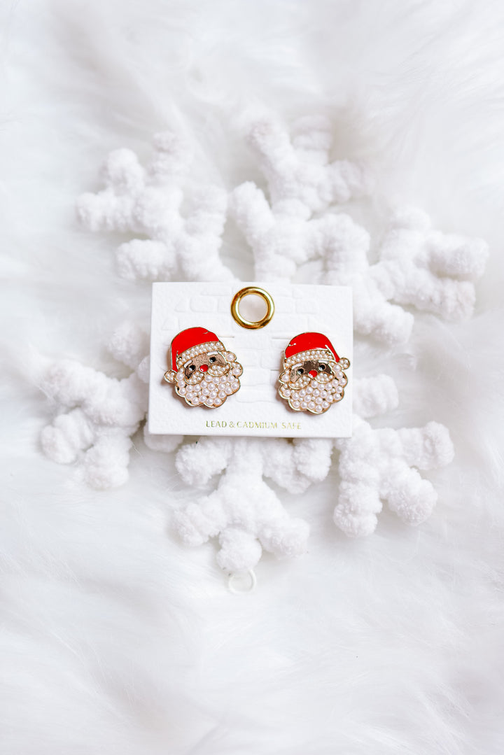 Santa Claus Pearl Stud Earrings