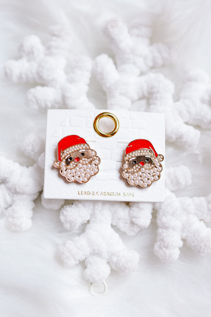 Santa Claus Pearl Stud Earrings