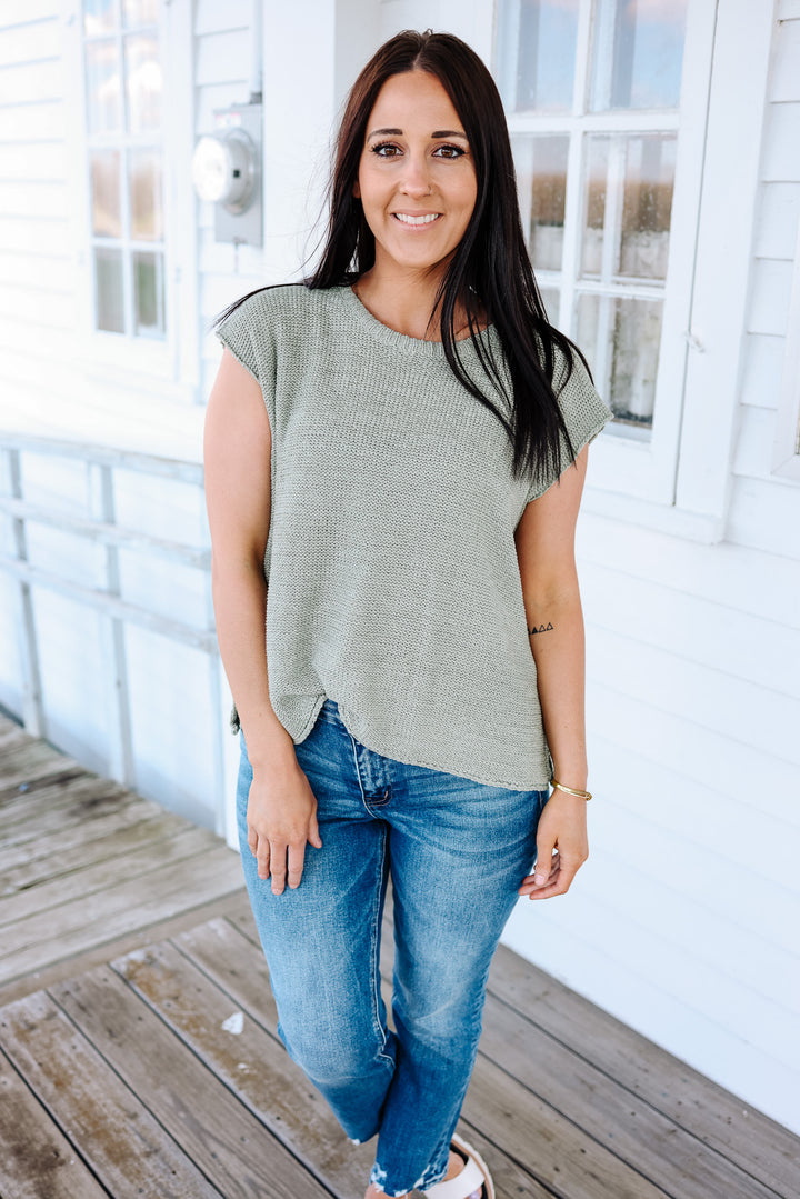 Aspen Sweater Tank Top - Sage