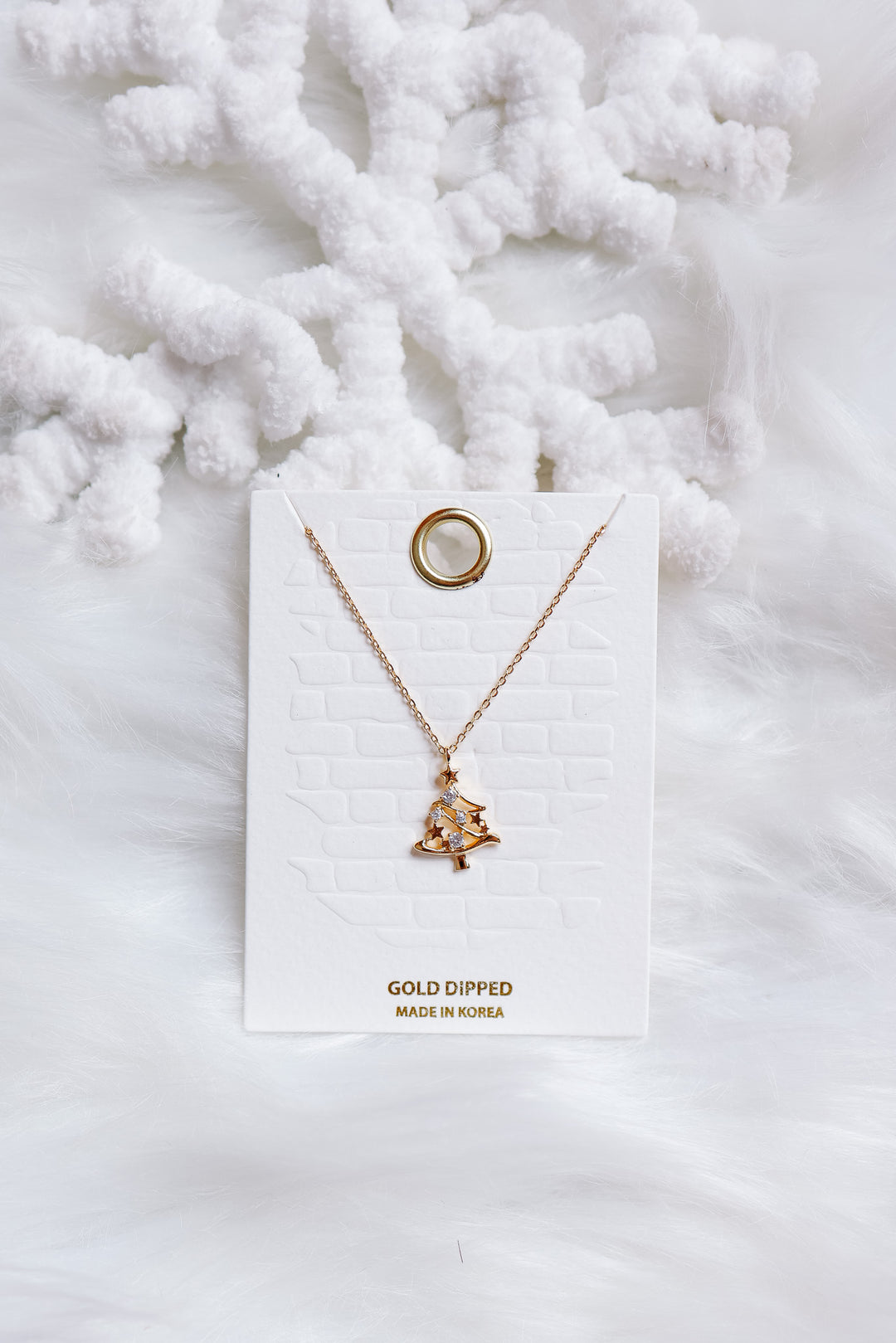 Gold Sparkling Tree Pendant Necklace