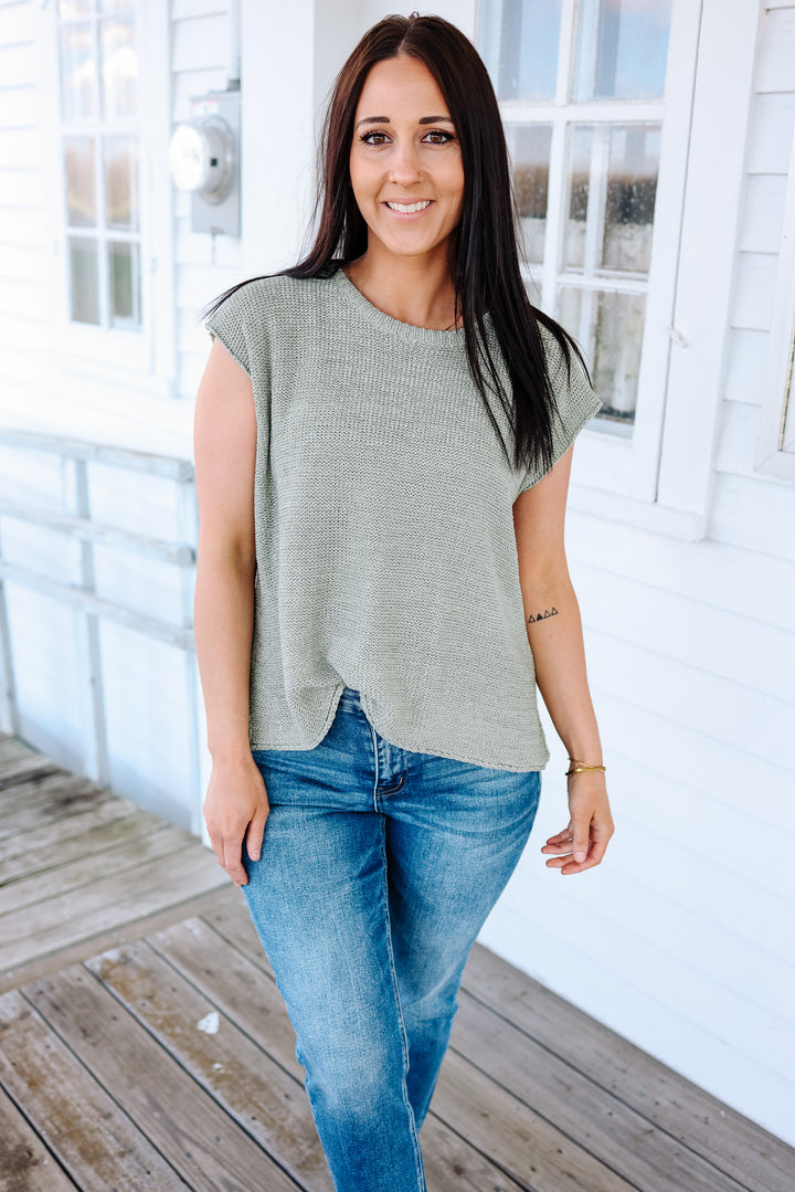 Aspen Sweater Tank Top - Sage