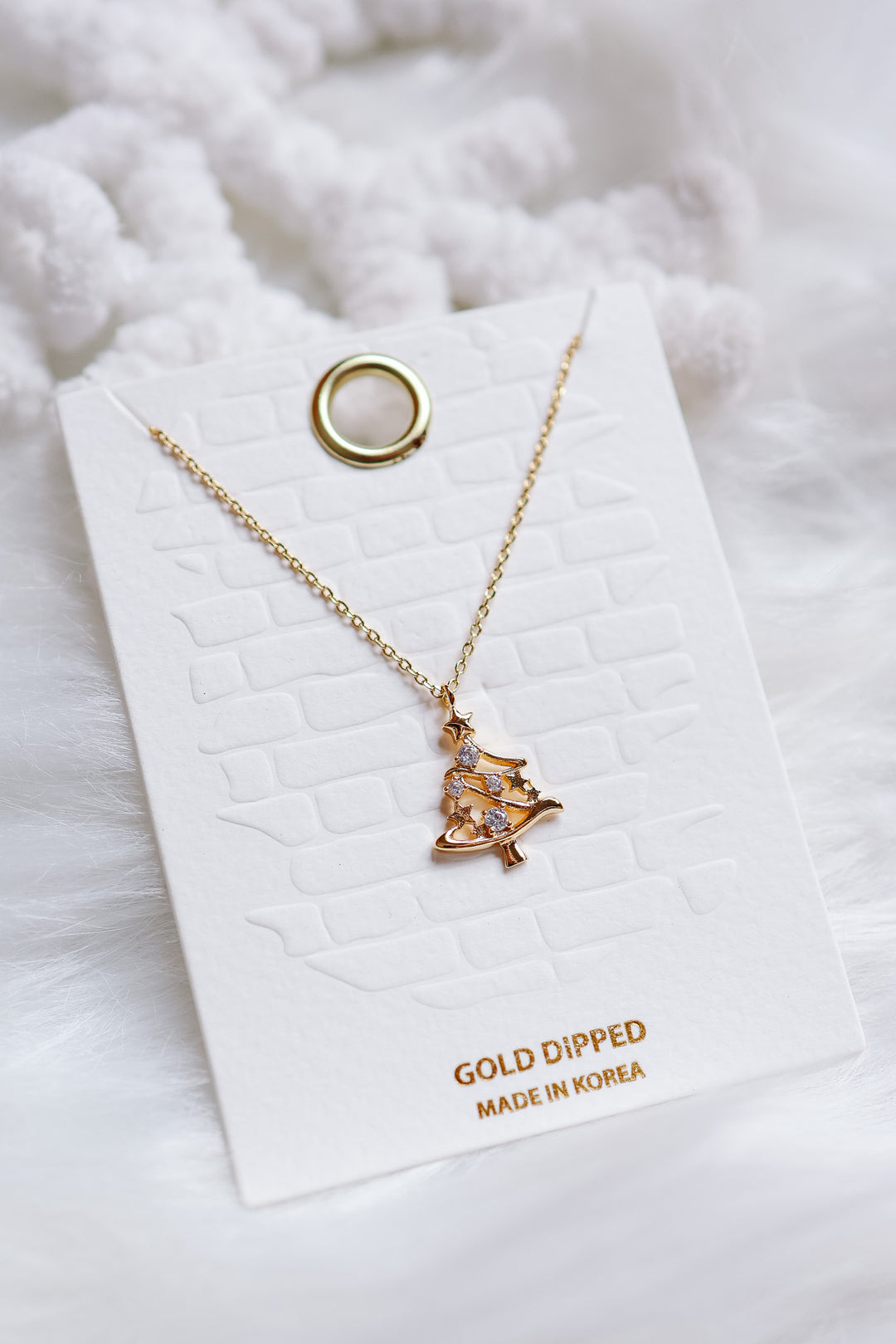 Gold Sparkling Tree Pendant Necklace