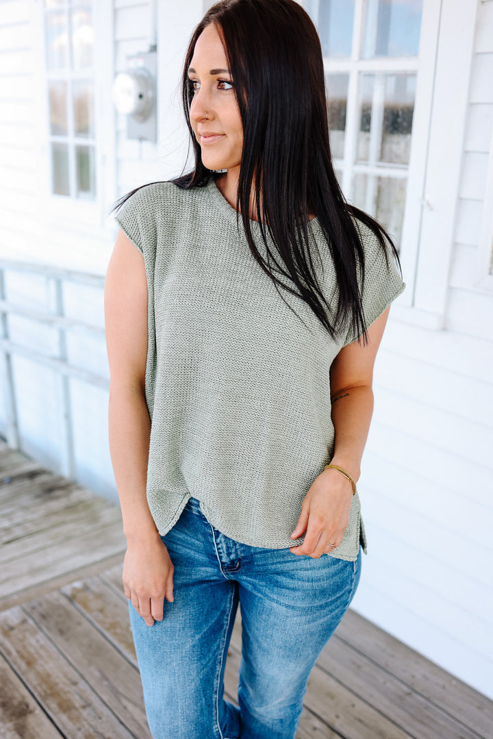 Aspen Sweater Tank Top - Sage