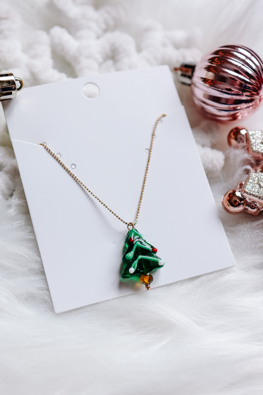 Festive Murano Glass Christmas Tree Necklace