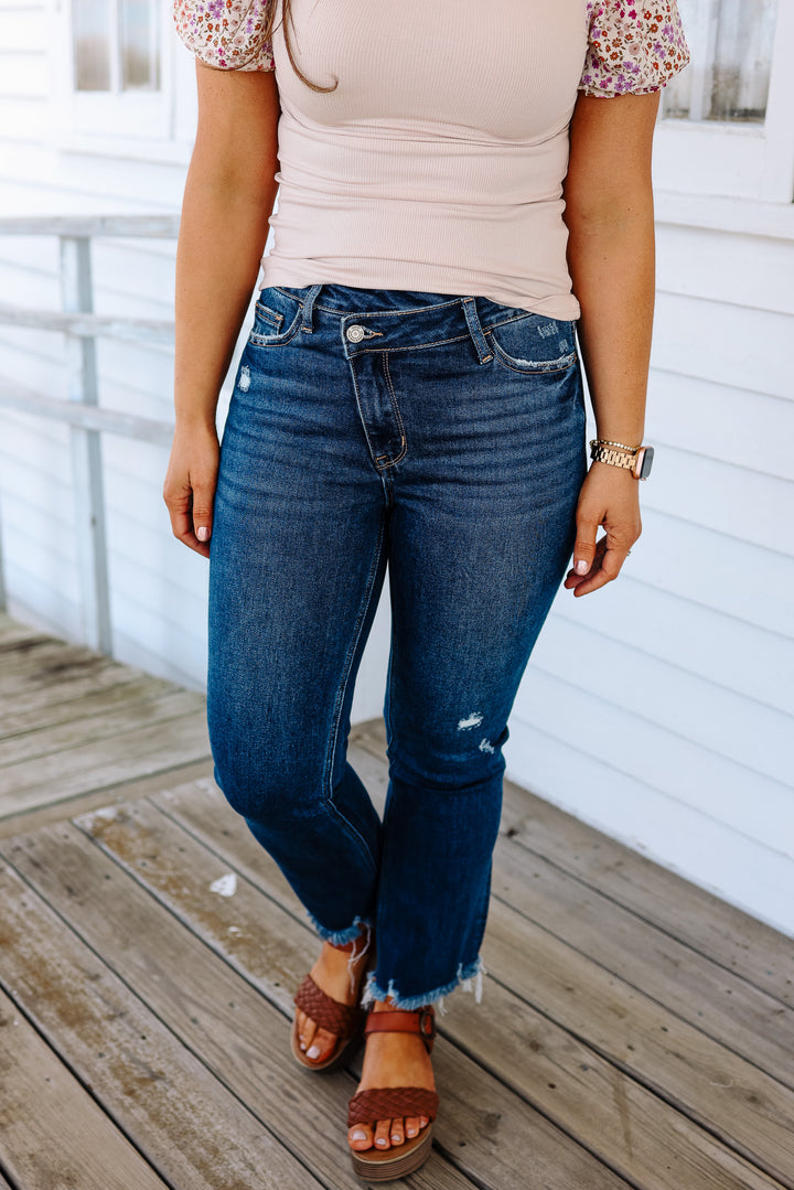 VERVET: Callan Crossover Kick Flare Jeans