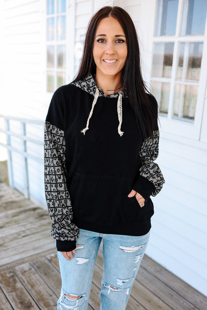 University Hoodie - Black Floral