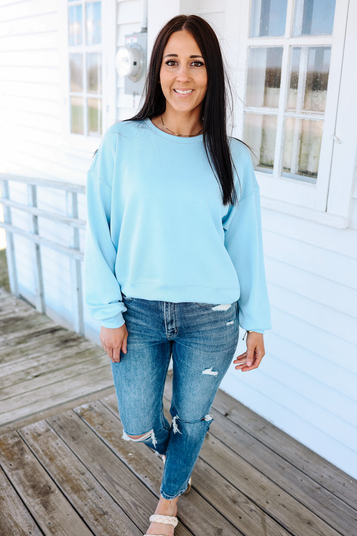 Nina Scuba Relaxed Sweatshirt - Powder Blue