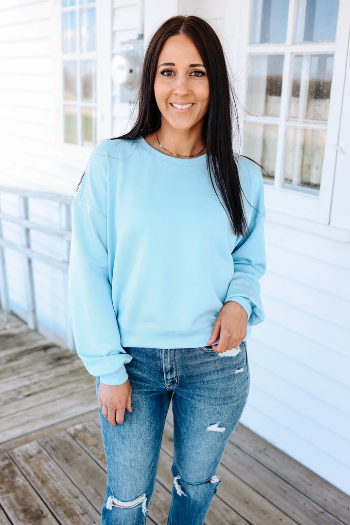 Nina Scuba Relaxed Sweatshirt - Powder Blue