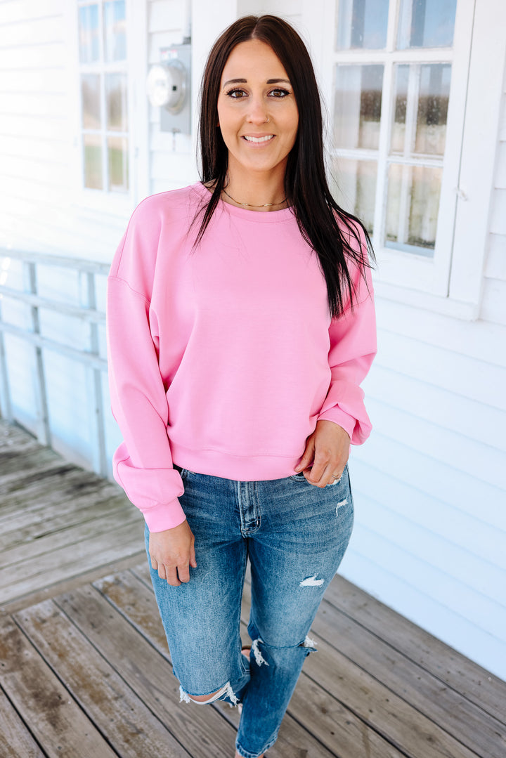 Nina Scuba Relaxed Sweatshirt - Hibiscus