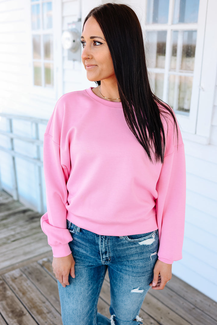 Nina Scuba Relaxed Sweatshirt - Hibiscus