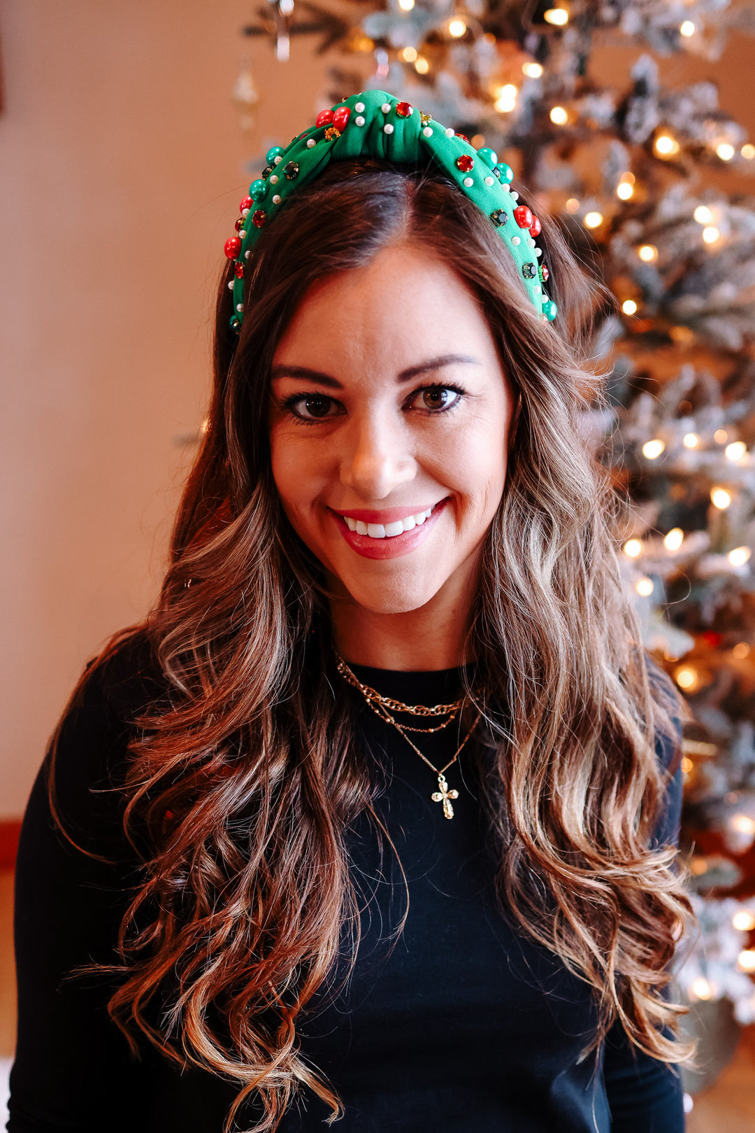 JINGLE BELL BEADED HEADBAND - GREEN