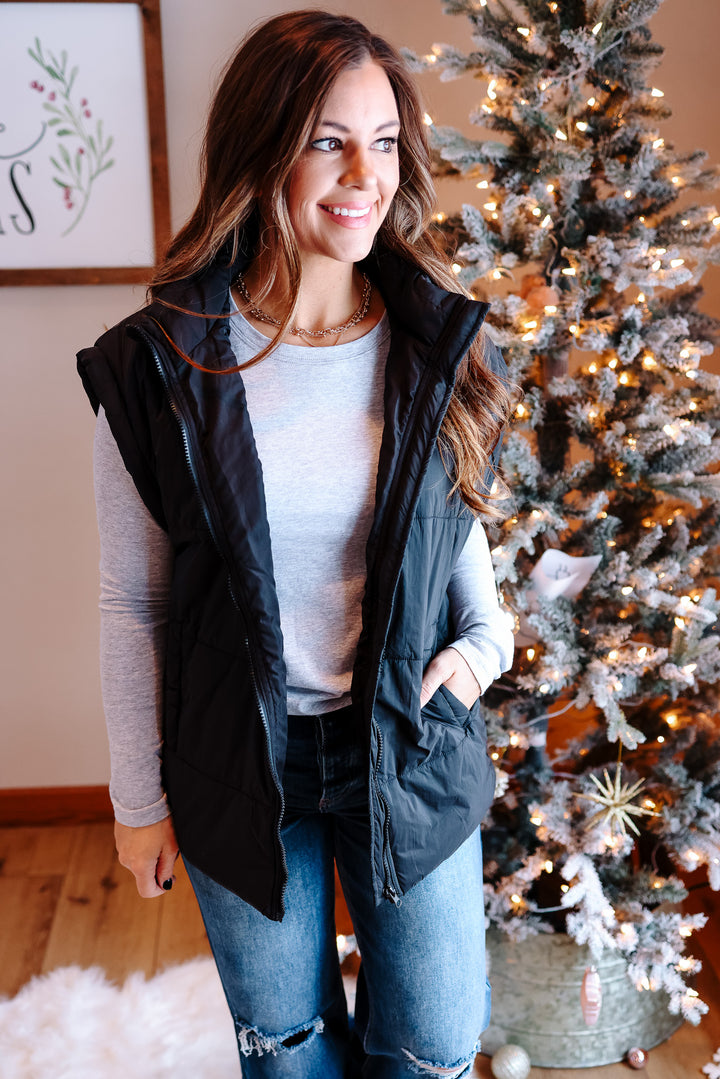 Jade Puffer Vest - Black