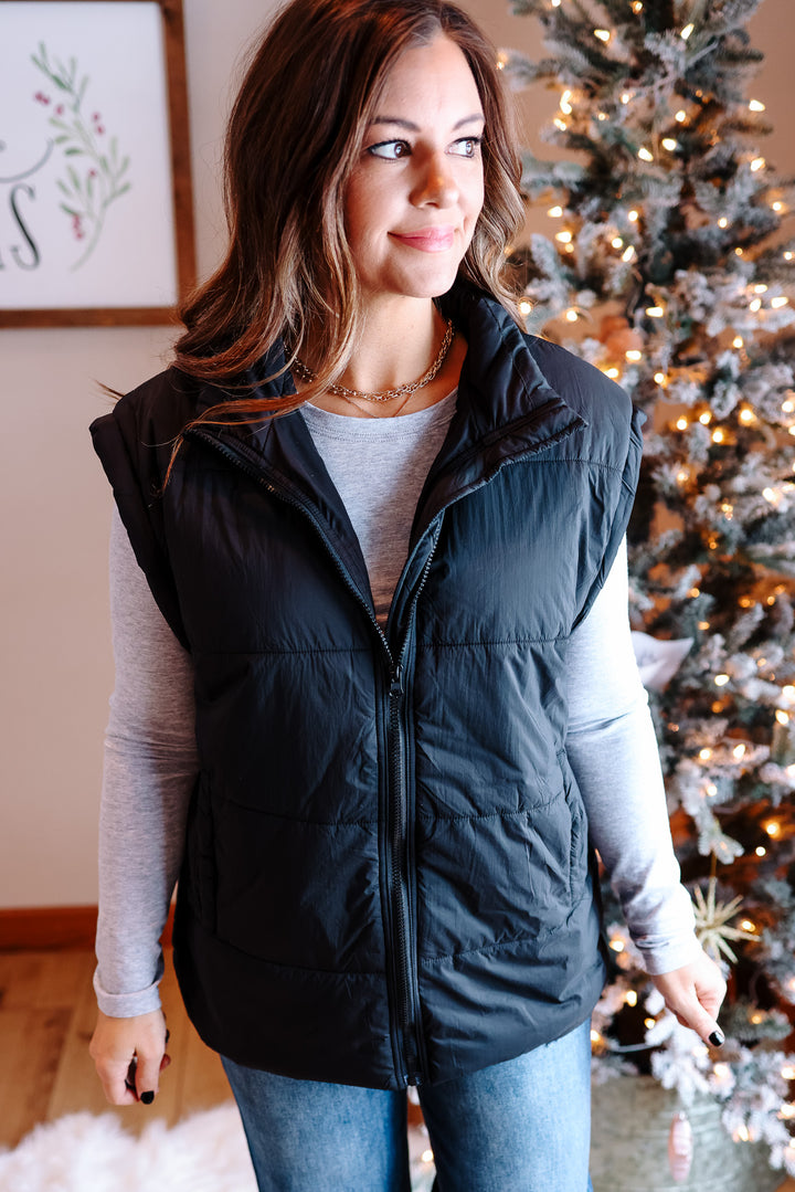 Jade Puffer Vest - Black