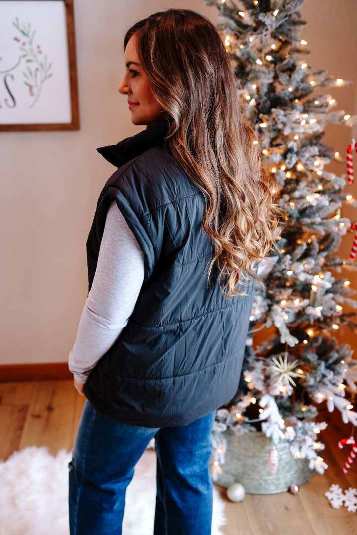 Jade Puffer Vest - Black