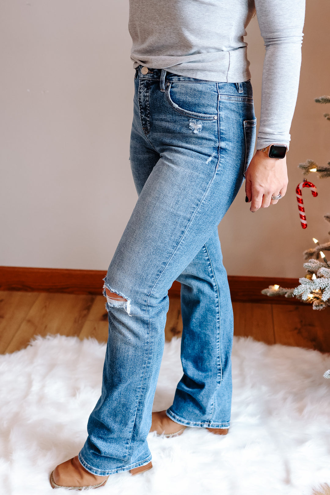 RISEN: Stevie Tummy Control High Rise Straight Jeans