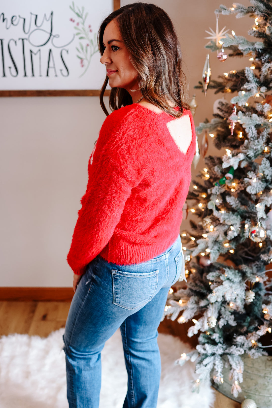 Merry Soft Fuzzy Sweater - Red